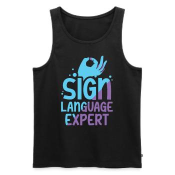 Gebärdensprache Experte Awareness Gestik Gebärden - Männer Premium Bio Tank Top - Schwarz - Vorne - Michal (187cm)