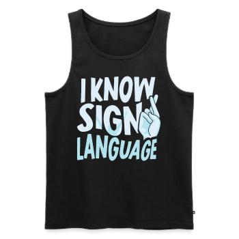 Je peux faire des gestes de conscience des signes en langue des signes - Débardeur bio Premium Homme - noir - Devant - AI Model Male 178 light (178cm)
