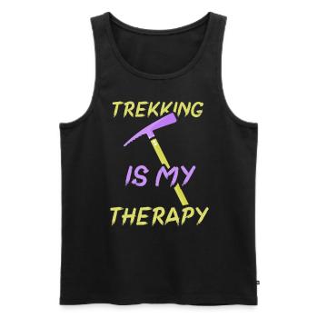Le trekking est ma thérapie Randonneurs randonneurs - Débardeur bio Premium Homme - noir - Devant - AI Model Male 178 light (178cm)