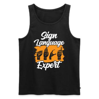 Gebärdensprache Experte Gestik Gebärden Awareness - Männer Premium Bio Tank Top - Schwarz - Vorne - Michal (187cm)
