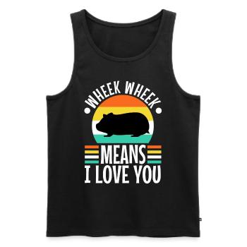 Wheek wheek signifie que je t’aime - Débardeur bio Premium Homme - noir - Devant - Michal (187cm)