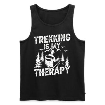 Le trekking est ma thérapie La randonnée - Débardeur bio Premium Homme - noir - Devant - Michal (187cm)