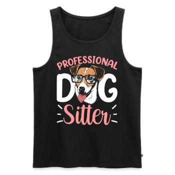 Dog Sitter professionnel Dog Dog Sitting - Débardeur bio Premium Homme - noir - Devant - AI Model Male 178 light (178cm)