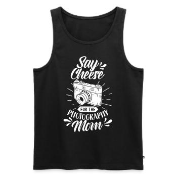 Say Cheese for Photographer Mama Photography - Men's Premium Organic Tank Top - black - Front - AI Model Male 178 light (178cm)