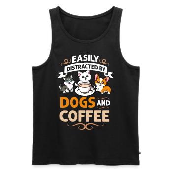 Cafetière Chien Machine Puppy Cup Grains - Débardeur bio Premium Homme - noir - Devant - AI Model Male 178 light (178cm)