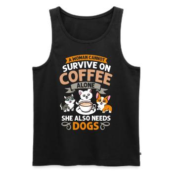 Cafetière Chien Machine Puppy Cup Grains - Débardeur bio Premium Homme - noir - Devant - AI Model Male 178 light (178cm)