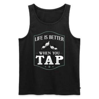 Stepptanz Anfänger Schuhe Musik lernen Tänzer - Männer Premium Bio Tank Top - Schwarz - Vorne - Michal (187cm)
