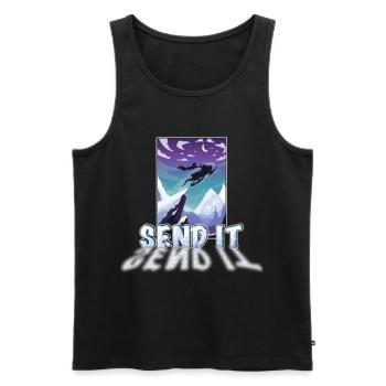 Motor Schlitten Pilot spring über Klippen Send It - Männer Premium Bio Tank Top - Schwarz - Vorne - AI Model Male 178 light (178cm)