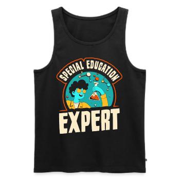 Enseignante spécialisée en éducation de l’enfance en difficulté - Débardeur bio Premium Homme - noir - Devant - AI Model Male 178 light (178cm)