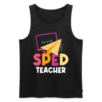 Enseignante en éducation de l’enfance en difficulté Profession de l’éducation de l’enfance en difficulté - Débardeur bio Premium Homme - noir - Devant - AI Model Male 178 light (178cm)