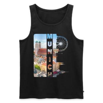Munich Allemagne Ville Skyline Accueil Amour - Débardeur bio Premium Homme - noir - Devant - Michal (187cm)