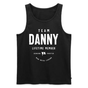 Nom personnalisé du membre à vie de l’équipe Danny - Débardeur bio Premium Homme - noir - Devant - AI Model Male 178 light (178cm)