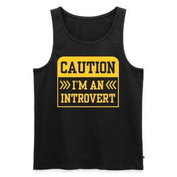 Caution I Am An Introvert Shy - Men's Premium Organic Tank Top - black - Front - AI Model Male 178 light (178cm)