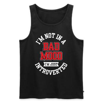 Pas de mauvaise humeur je suis juste un introverti - Débardeur bio Premium Homme - noir - Devant - AI Model Male 178 light (178cm)