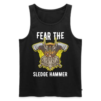 Fürchte den Vorschlaghammer Wikinger mit Bart - Männer Premium Bio Tank Top - Schwarz - Vorne - Michal (187cm)