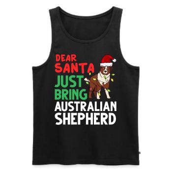 Australian Shepherd Weihnachten Hund Welpe - Männer Premium Bio Tank Top - Schwarz - Vorne - Michal (187cm)