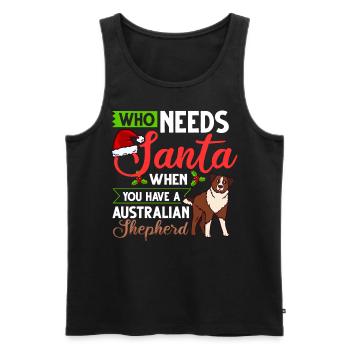 Australian Shepherd Weihnachten Hund Welpe - Männer Premium Bio Tank Top - Schwarz - Vorne - Michal (187cm)