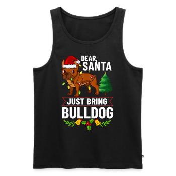 Chien Bulldog anglais Chiots Noël - Débardeur bio Premium Homme - noir - Devant - Michal (187cm)