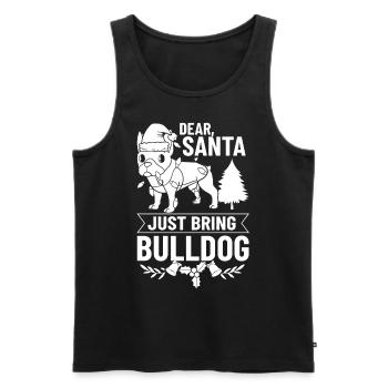 Chien Bulldog anglais Chiots Noël - Débardeur bio Premium Homme - noir - Devant - Michal (187cm)