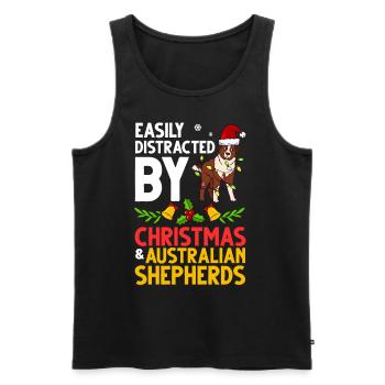 Australian Shepherd Weihnachten Hund Welpe - Männer Premium Bio Tank Top - Schwarz - Vorne - Michal (187cm)