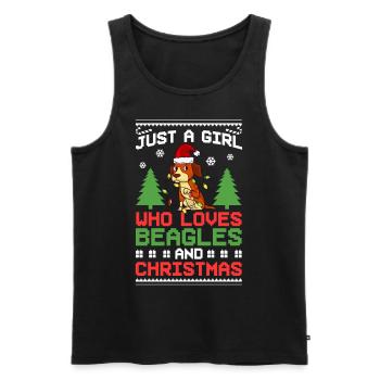 Beagle Dog Puppy Owner Lover Christmas - Men's Premium Organic Tank Top - black - Front - Michal (187cm)