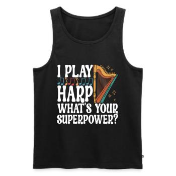 Harp Harp Player - Men's Premium Organic Tank Top - black - Front - AI Model Male 178 light (178cm)