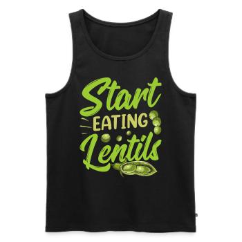 Fang an Linsen zu essen Linse Linsensuppe - Männer Premium Bio Tank Top - Schwarz - Vorne - Michal (187cm)