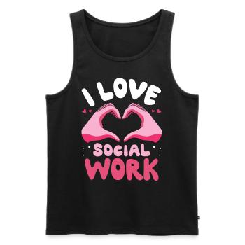 J’adore la formation de travailleur social en travail social - Débardeur bio Premium Homme - noir - Devant - Michal (187cm)