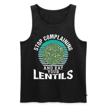 Stop Whining And Eat Your Lens Lens - Men's Premium Organic Tank Top - black - Front - AI Model Male 178 light (178cm)