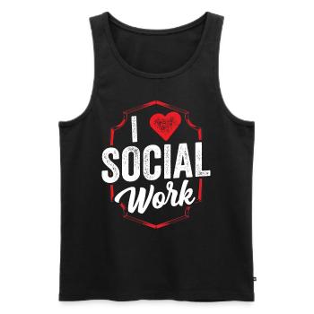 J’adore la formation en travail social - Débardeur bio Premium Homme - noir - Devant - Michal (187cm)