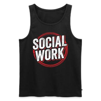 Travail social Travailleur social Profession Travail social - Débardeur bio Premium Homme - noir - Devant - AI Model Male 178 light (178cm)
