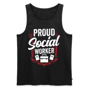 Fier travailleur social Formation Travailleur social - Débardeur bio Premium Homme - noir - Devant - Michal (187cm)