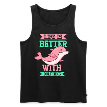 Das Leben Ist Besser Mit Delfinen Delfine Delfin - Männer Premium Bio Tank Top - Schwarz - Vorne - Michal (187cm)