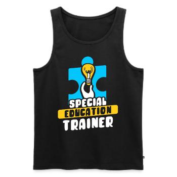 Formateur en éducation de l’enfance en difficulté Enseignant en éducation de l’enfance en difficulté - Débardeur bio Premium Homme - noir - Devant - AI Model Male 178 light (178cm)