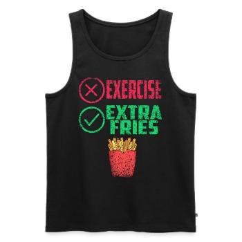 Übung Extra Pommes Exercise Extra Fries Fitness - Männer Premium Bio Tank Top - Schwarz - Vorne - AI Model Male 178 light (178cm)
