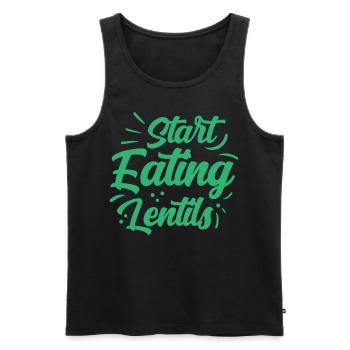 Fang an Linsen zu essen Linsensuppe Linse - Männer Premium Bio Tank Top - Schwarz - Vorne - Michal (187cm)