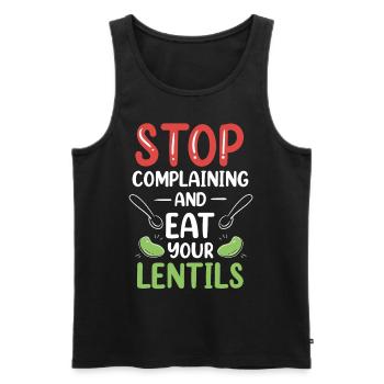 Stop Whining And Eat Your Lens Lens - Men's Premium Organic Tank Top - black - Front - AI Model Male 178 light (178cm)