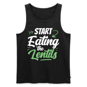 Start The Lentils To Eat Lentil Soup Lentil Lens - Men's Premium Organic Tank Top - black - Front - AI Model Male 178 light (178cm)