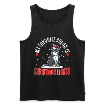 Ma couleur préférée est les lumières de Noël - Débardeur bio Premium Homme - noir - Devant - Michal (187cm)