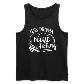 Moins de drame Plus de pêche Pêche Pêcheurs pêcheurs - Débardeur bio Premium Homme - noir - Devant - Michal (187cm)
