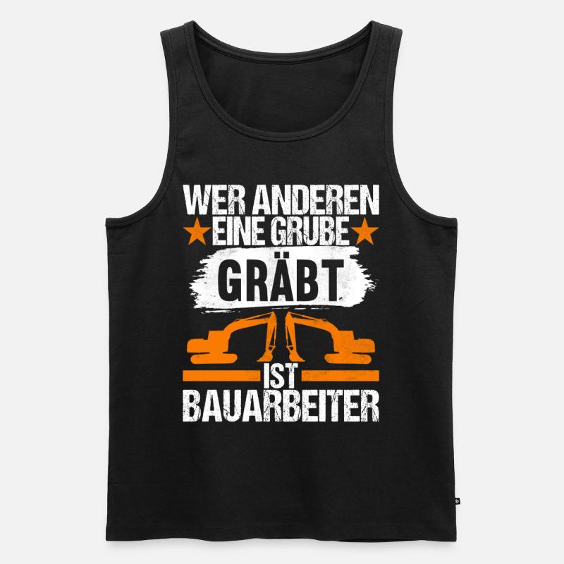Baustelle Bagger Baggerfahrer - Männer Premium Bio Tank Top - Schwarz