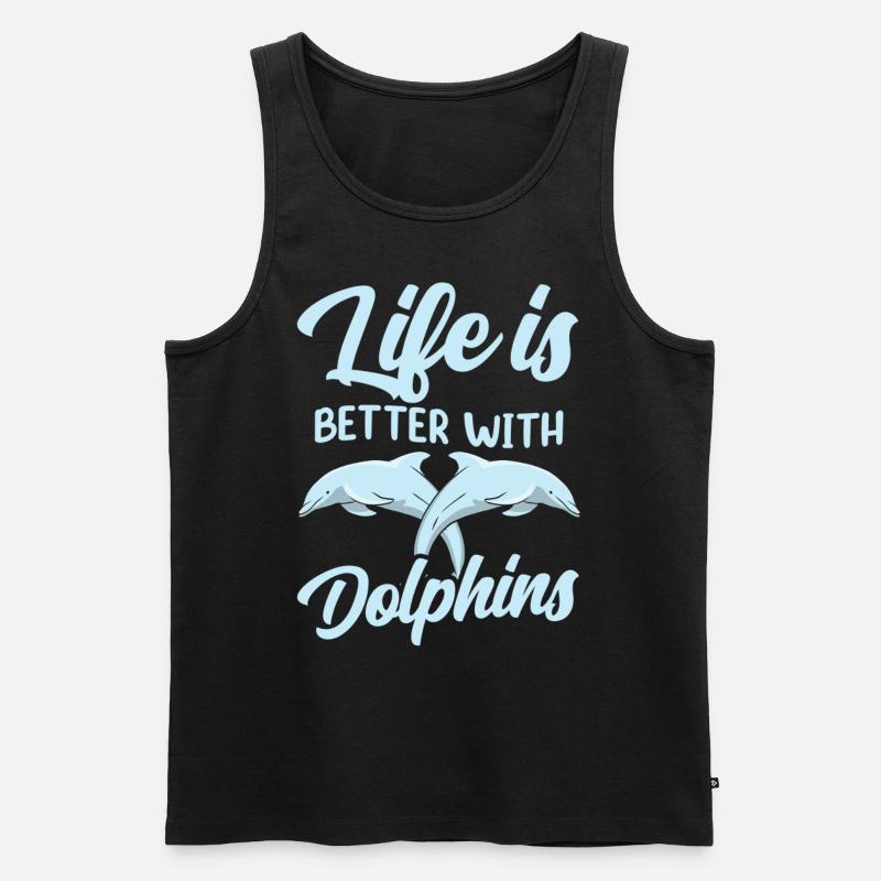 Das Leben Ist Besser Mit Delfinen Delfine Delfin - Männer Premium Bio Tank Top - Schwarz
