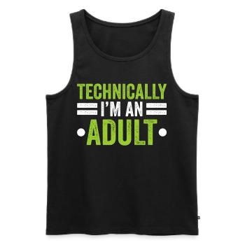 Techniquement, je suis une puberté adulte - Débardeur bio Premium Homme - noir - Devant - Michal (187cm)
