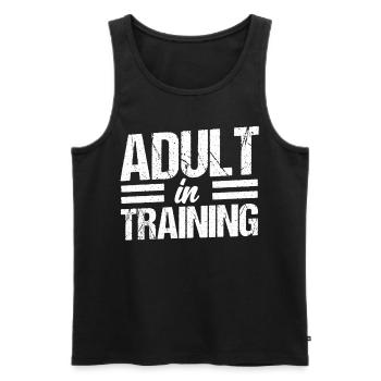 Adulte en formation Anniversaire Adulte - Débardeur bio Premium Homme - noir - Devant - AI Model Male 178 light (178cm)