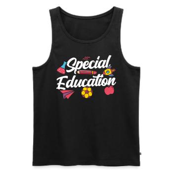Profession d’éducateur spécialisé Enseignant en éducation de l’enfance en difficulté - Débardeur bio Premium Homme - noir - Devant - AI Model Male 178 light (178cm)