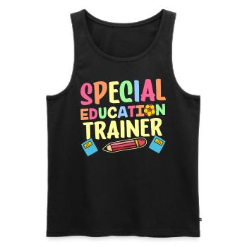 Formateur en éducation de l’enfance en difficulté Enseignant en éducation de l’enfance en difficulté - Débardeur bio Premium Homme - noir - Devant - AI Model Male 178 light (178cm)