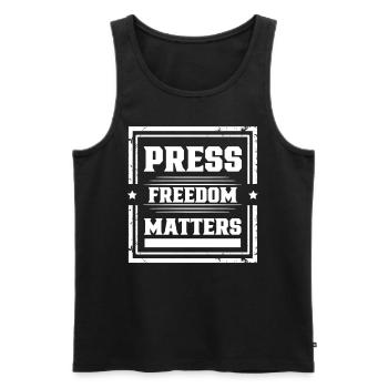 La liberté de la presse est importante - Débardeur bio Premium Homme - noir - Devant - AI Model Male 178 light (178cm)