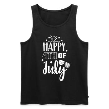 Happy 4 July Happy 4Th Of July USA America US - Men's Premium Organic Tank Top - black - Front - AI Model Male 178 light (178cm)