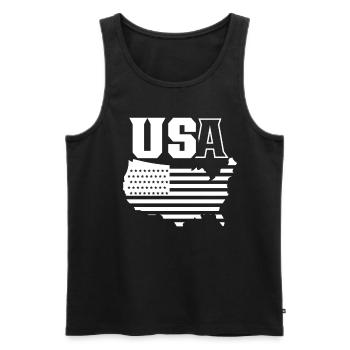États-Unis Patriotes Américains États-Unis Amérique - Débardeur bio Premium Homme - noir - Devant - Michal (187cm)