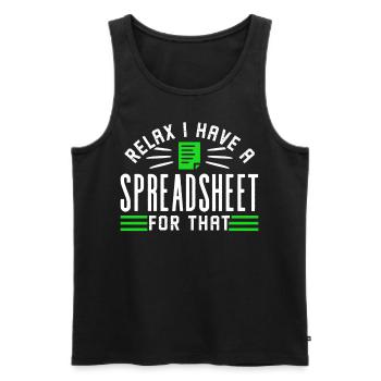 Relax I have a spreadsheet for this - Men's Premium Organic Tank Top - black - Front - AI Model Male 178 light (178cm)